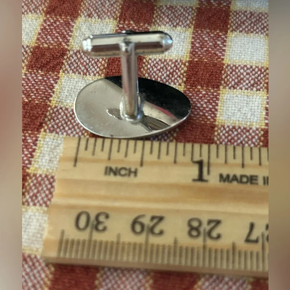 Vintage Ross Jewelers Oval Cufflinks Silver Tone Etched with Flower Design